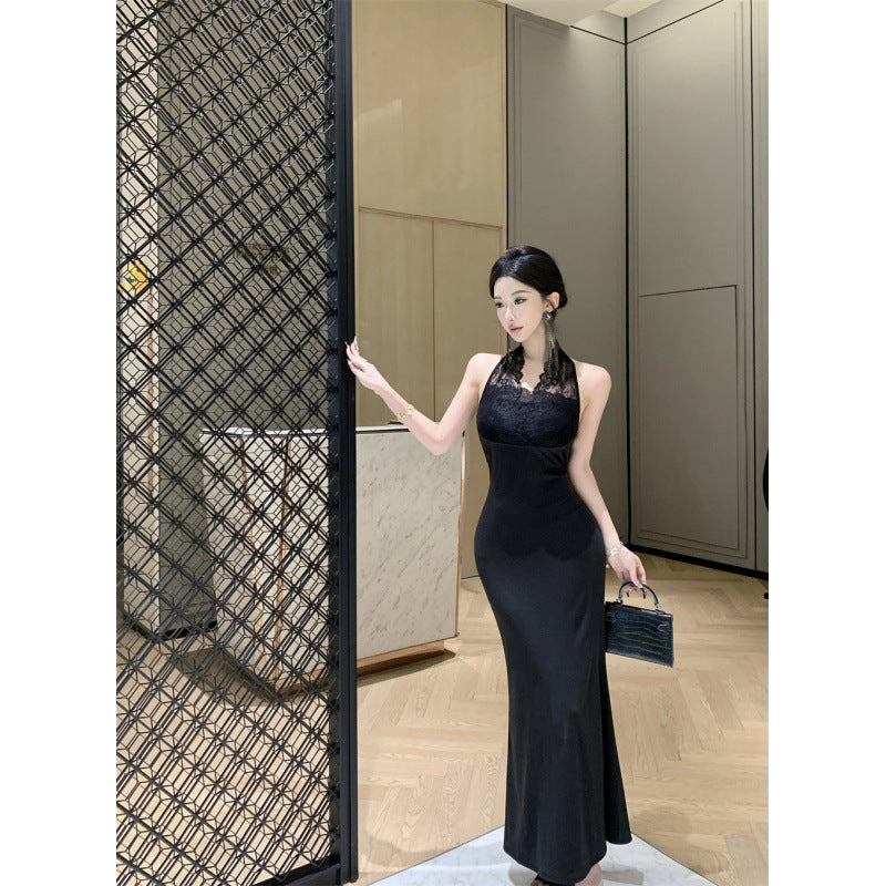 WOLFF | Spitzen Rückenfreies Bodycon Langkleid