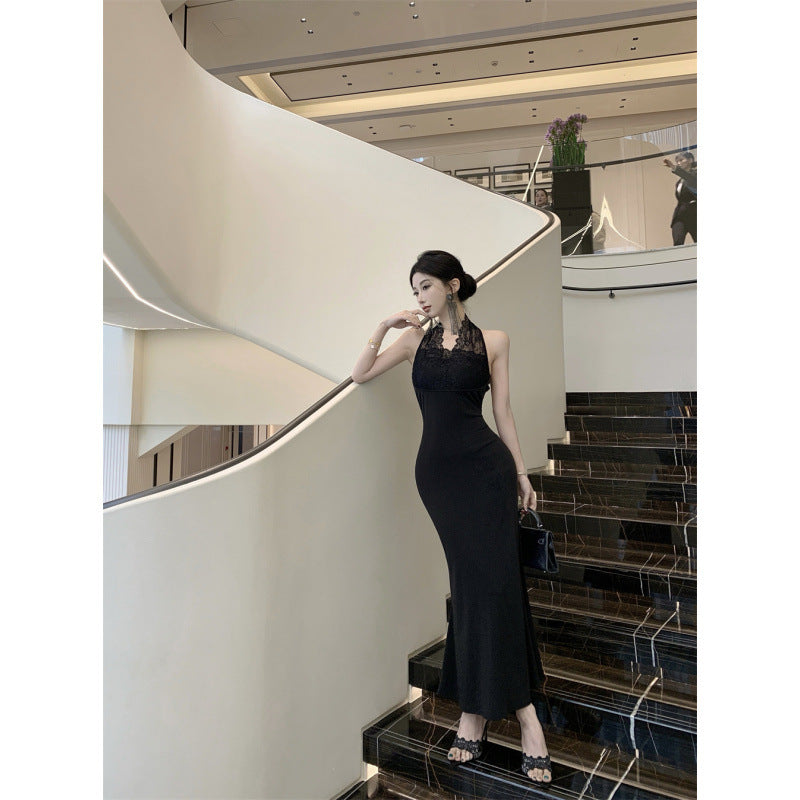 WOLFF | Spitzen Rückenfreies Bodycon Langkleid