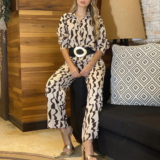 WOLFF | Lässiges Hemd Hohe Taille Gerade Bein Hose Set