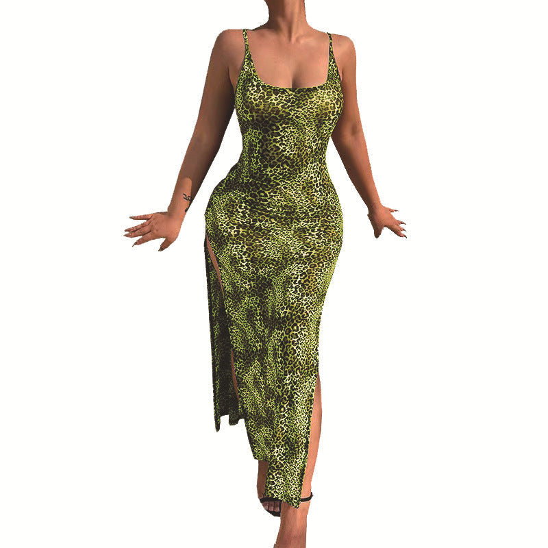 WOLFF | Charmantes Geteiltes Rock Leoparddruck Kleid