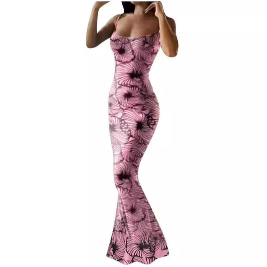 WOLFF | Verstellbares Träger Druck Fishtail Kleid