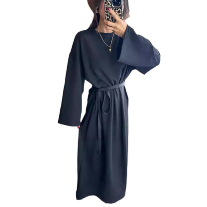 1Loose Drawstring Long Dress