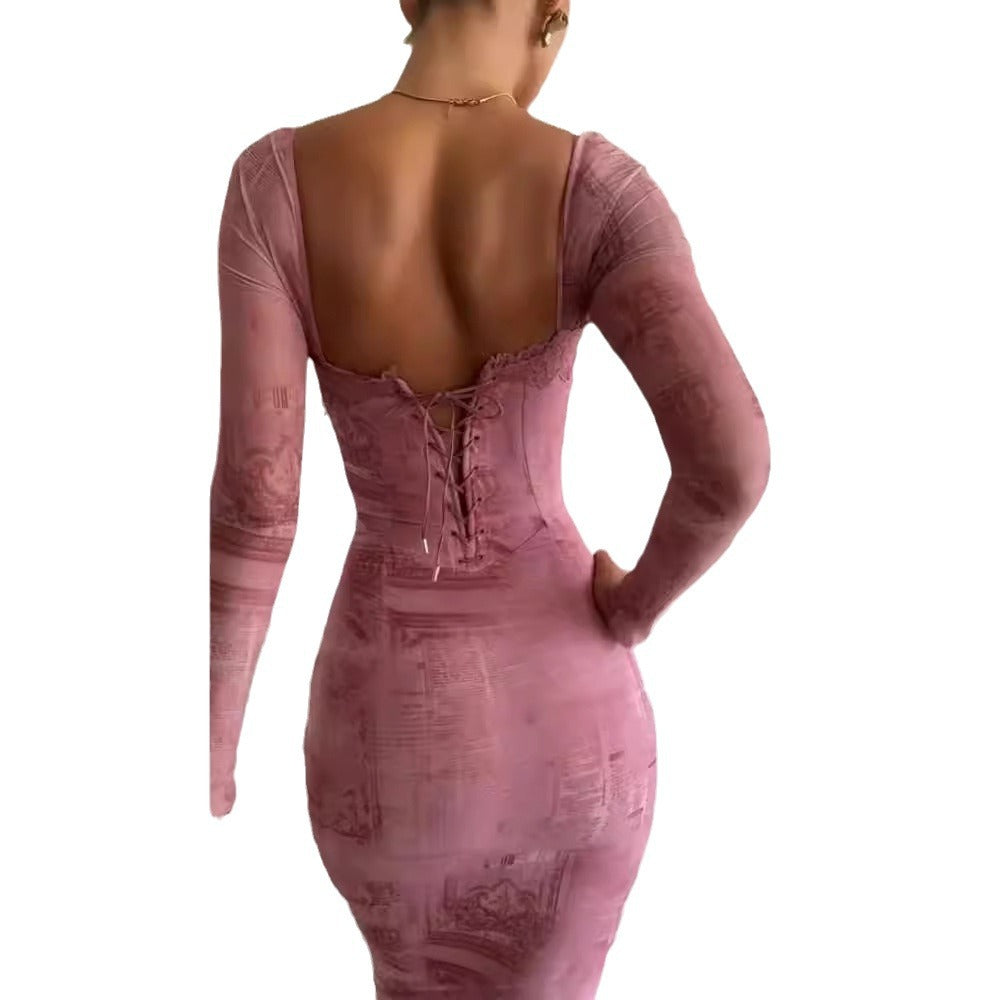WOLFF | Trägerloses Spitzenlanges Bodycon-Kleid