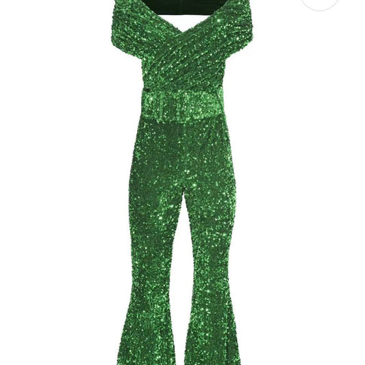 WOLFF | Ärmelloser Ausschnitt Samt Jumpsuit