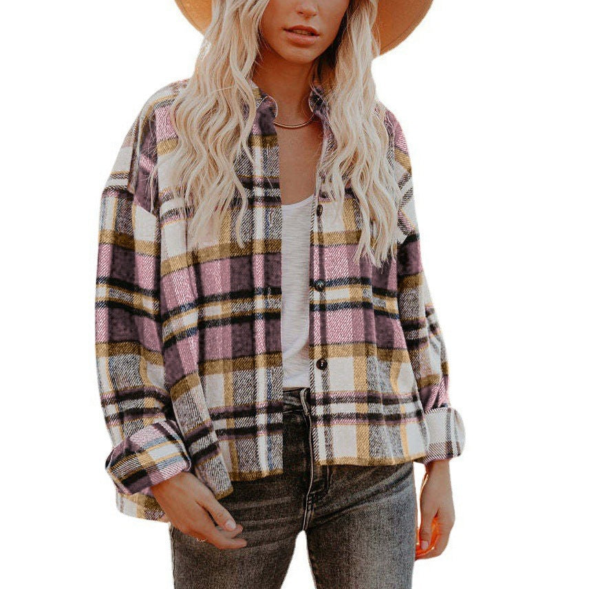 WOLFF | Karierte Jacke Kurzes Lose Shirt