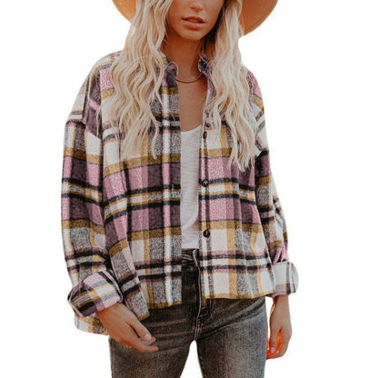 WOLFF | Karierte Jacke Kurzes Lose Shirt