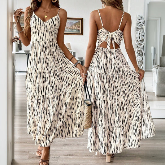 WOLFF | Unregelmäßiges Streifen Design Lang Kleid