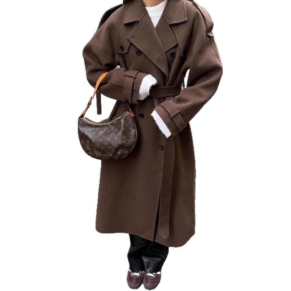 Damen eleganter Bouclé-Mantel mit praktischen Knopfdetails -Mode