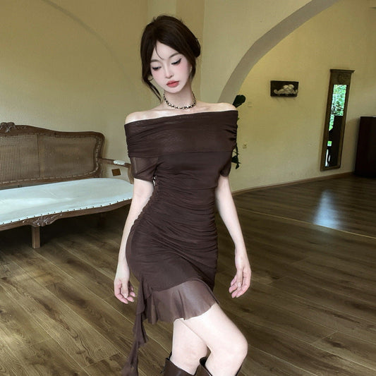 WOLFF | Mesh Off-Shoulder Bodycon Kleid