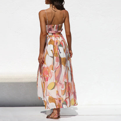 1Printed Camisole Vacation Beach Dress