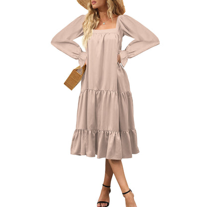 WOLFF | Schichted Rüschensommer-Maxi-Kleid mit fließenden Ärmeln