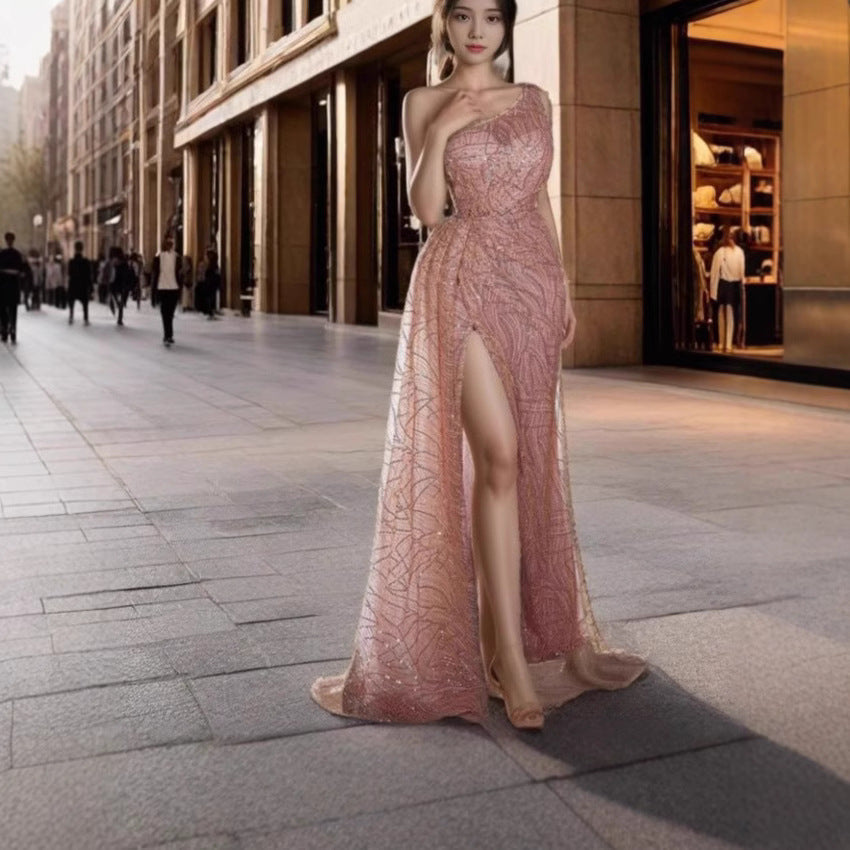 WOLFF | Pailletten Einseitig Bodycon Rock Abendkleid