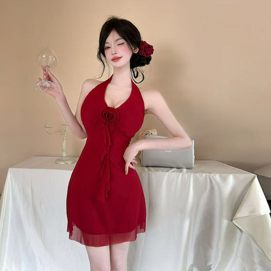 WOLFF | Halter Fransen Kurz Camisole Kleid