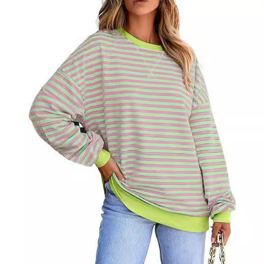 WOLFF | Farbblock gestreifter Sweatshirt-Pullover