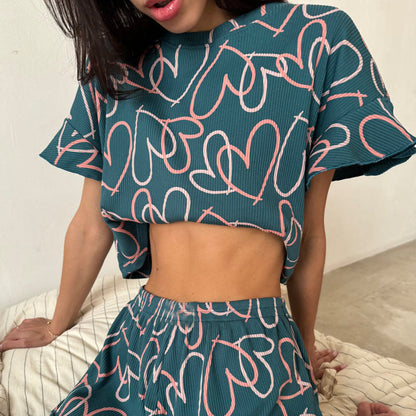 WOLFF | Rüsch Kurzarm Rundhals Shorts Set