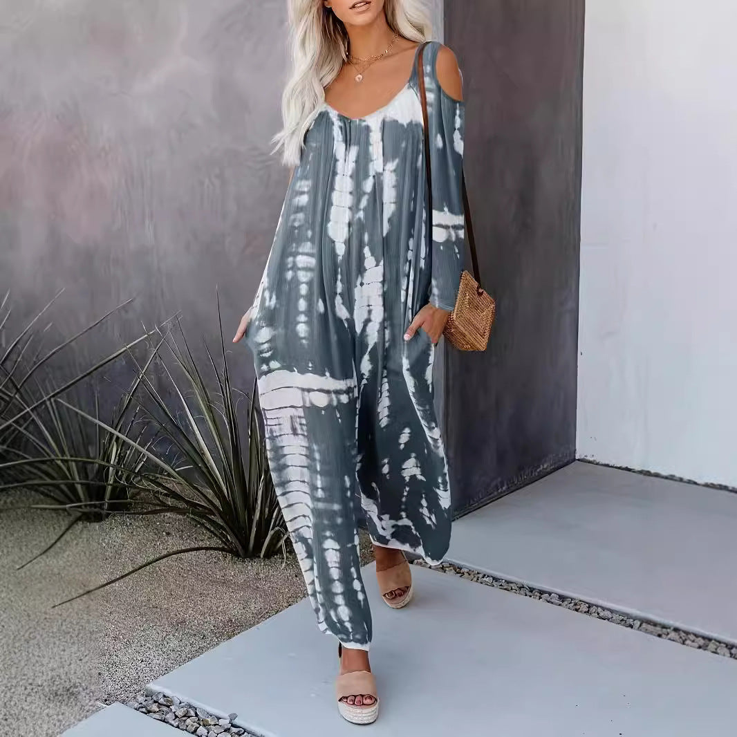 WOLFF | Schulterfreier weitbeiniger Jumpsuit