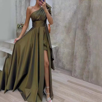 WOLFF | Wunderschönes herbstliches übergroßes Schlitzkleid
