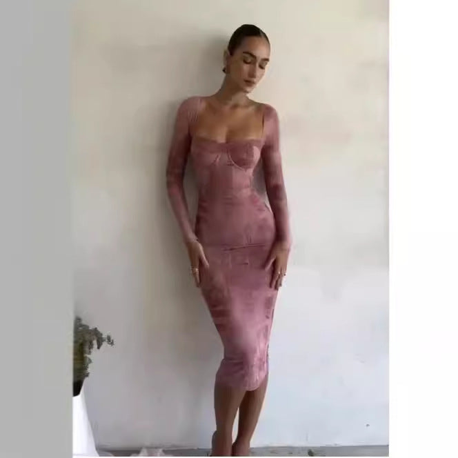 WOLFF | Trägerloses Spitzenlanges Bodycon-Kleid