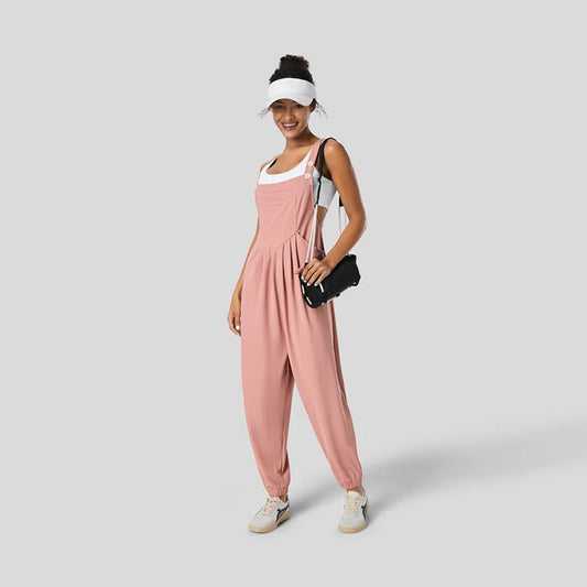 WOLFF | Faltiger Schlankmachender Cuffed Jumpsuit mit Trägern
