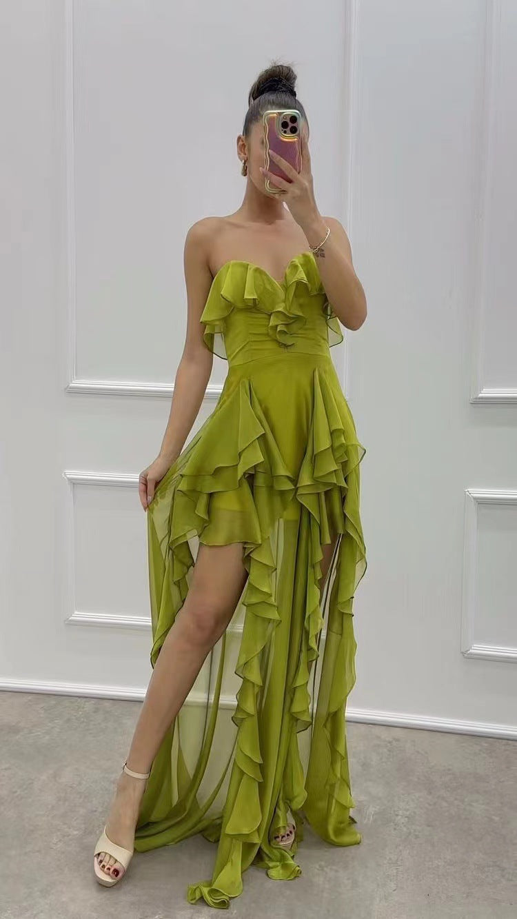 WOLFF | Asymmetrischer Saum Split Maxi Kleid