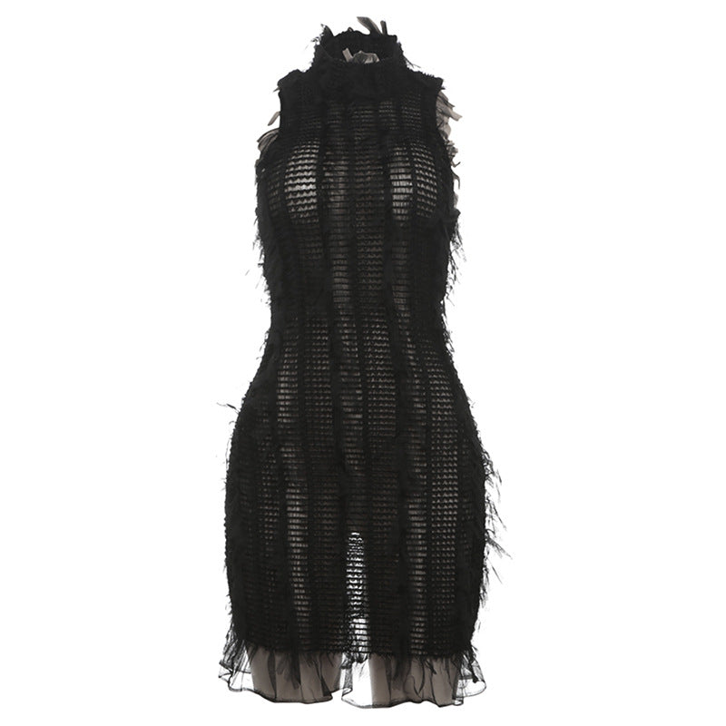 WOLFF | Hohle Transparente Ärmellose Pulloverkleid