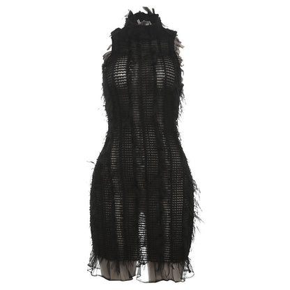 WOLFF | Hohle Transparente Ärmellose Pulloverkleid