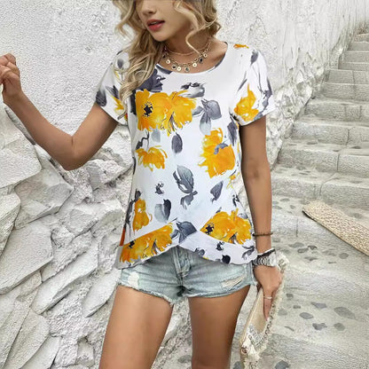 WOLFF | Floraler Digitaldruck Kurzarm-Tee