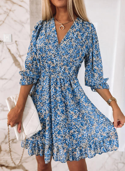 WOLFF | Bohemian Floral Kurzarm Sommerkleid
