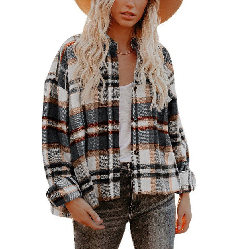 WOLFF | Karierte Jacke Kurzes Lose Shirt