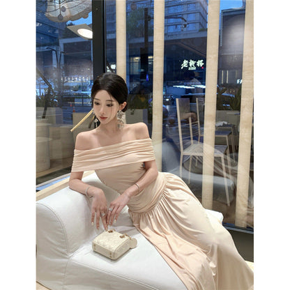 1One-Shoulder Slim Fit Waist Long Skirt Dress
