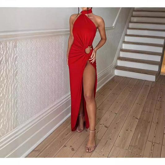 WOLFF | Elegantes trägerloses Schlitzkleid