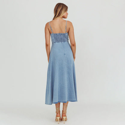 WOLFF | Trage Distressed Sexy Denim Lange Kleid