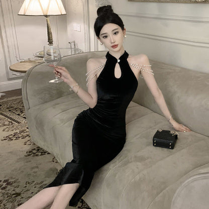 WOLFF | Slimming Verbesserte Lange Rock Qipao Kettenkleid