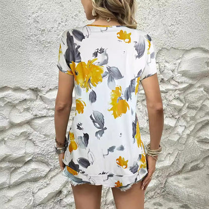 WOLFF | Floraler Digitaldruck Kurzarm-Tee