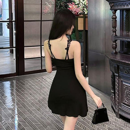 1Lace Halter Strap Hot Girl A-Line Dress