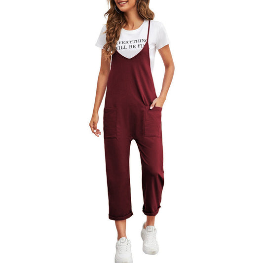 WOLFF | Lässige Taschen Lange Hose Einfarbiger Lockere Overall