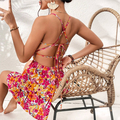 WOLFF | Beach Floral Quadrat-Ausschnitt Kurzer Rock