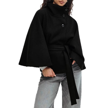 Damen Wickeljacke mit elegantem Stehkragen und weit geschnittenen Ärmeln -Mode