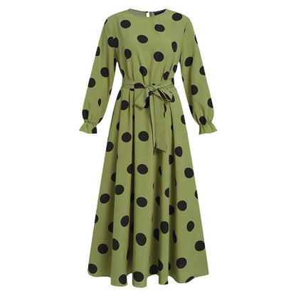 WOLFF | Polka Dot Großes Schwung Langarmkleid