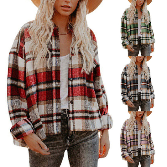 WOLFF | Karierte Jacke Kurzes Lose Shirt