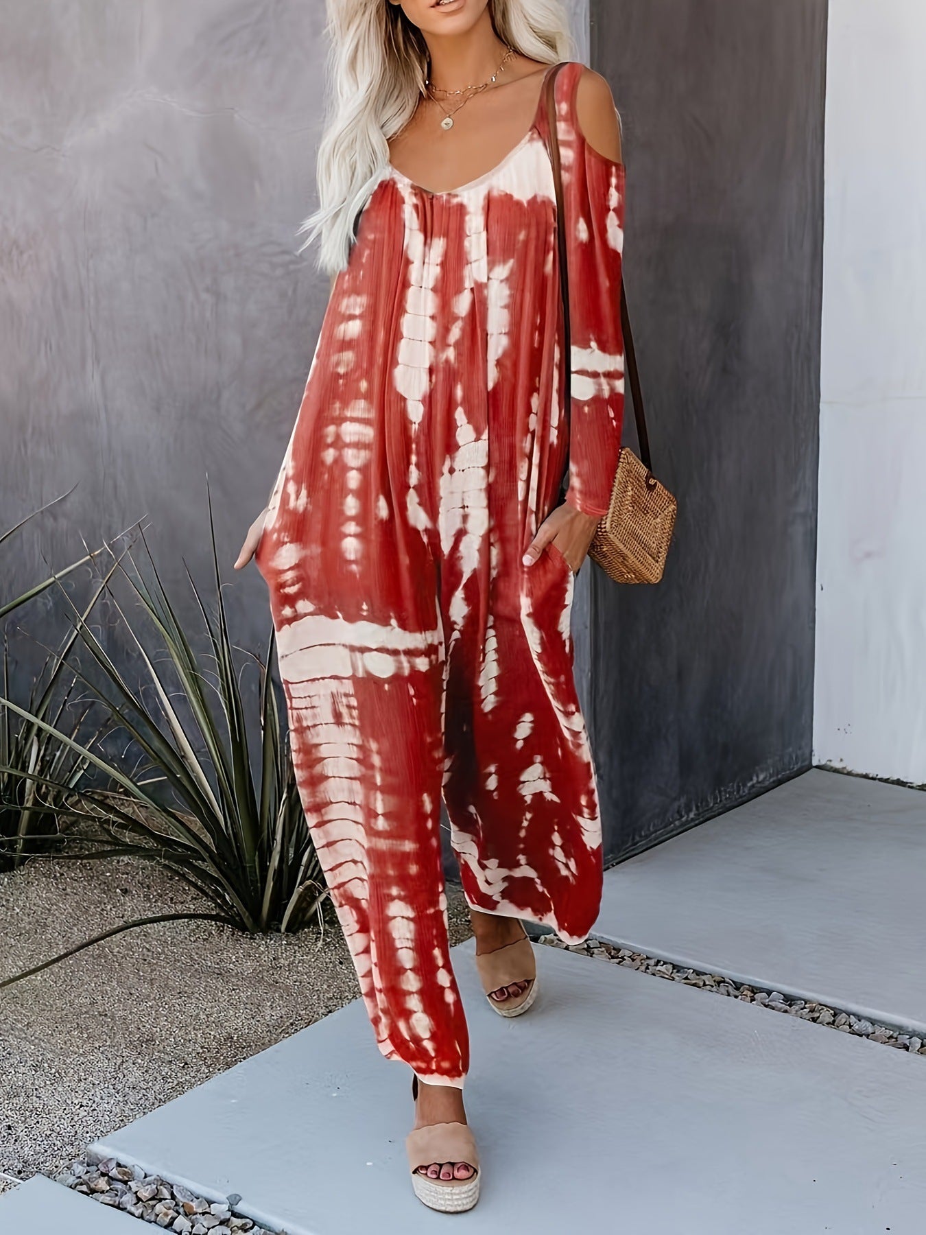 WOLFF | Schulterfreier weitbeiniger Jumpsuit