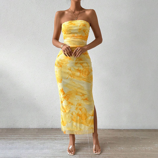 WOLFF | Hochtaillierte Slim Fit Schlitz Strapless Bodycon Rock