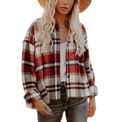 WOLFF | Karierte Jacke Kurzes Lose Shirt