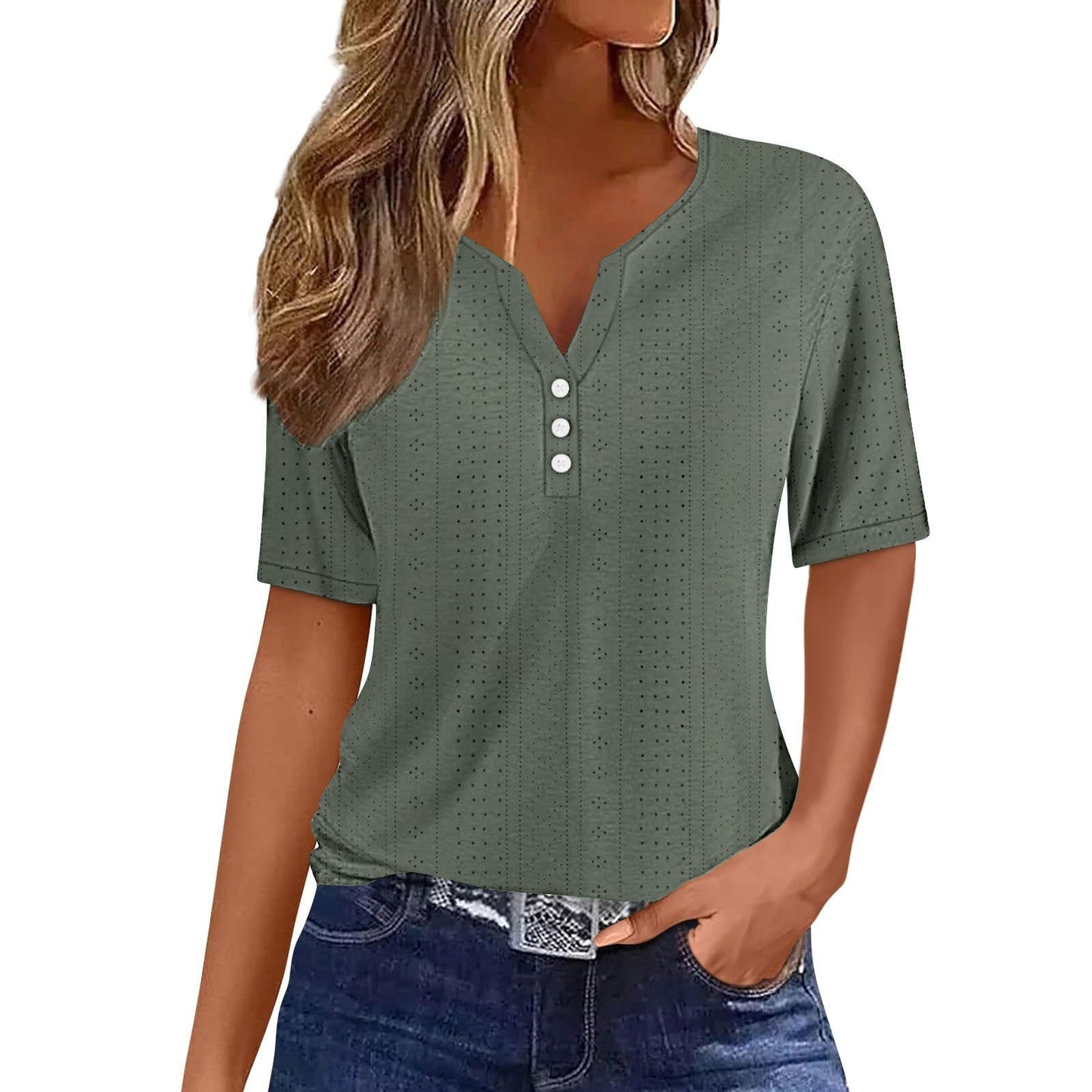WOLFF | Jacquard Hohl Kurzarm T-Shirt