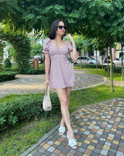 WOLFF | Vintage Floral Puff Sleeve Französisches Kleid