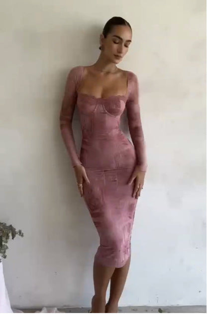 WOLFF | Trägerloses Spitzenlanges Bodycon-Kleid