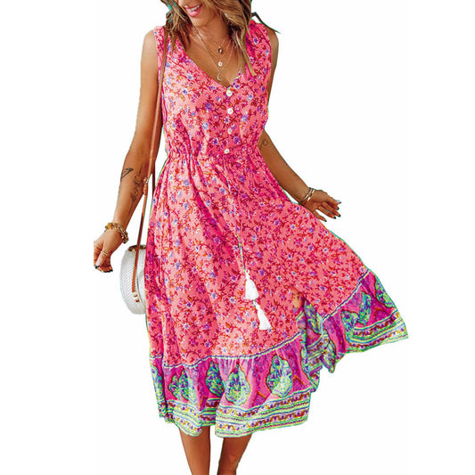 WOLFF | Kragenknopf Ärmelloses Blumenkleid
