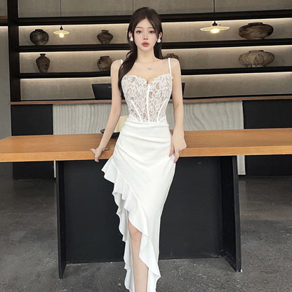 WOLFF | Spitzen Design Bodycon Spaghettiträger Kleid