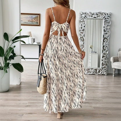 WOLFF | Unregelmäßiges Streifen Design Lang Kleid