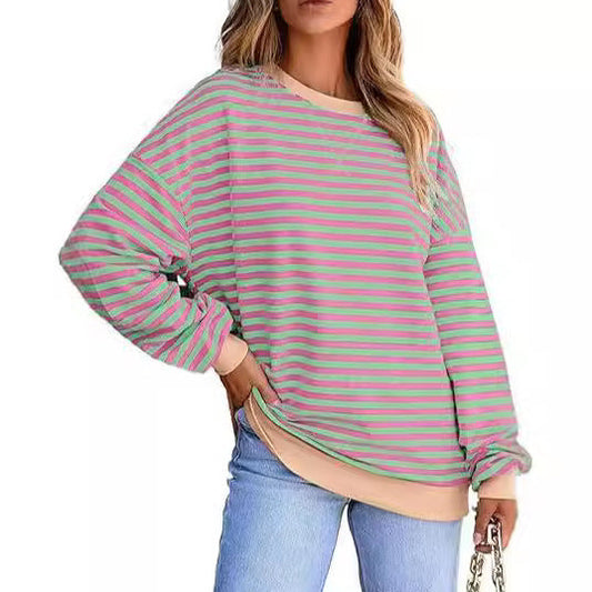 WOLFF | Farbblock gestreifter Sweatshirt-Pullover